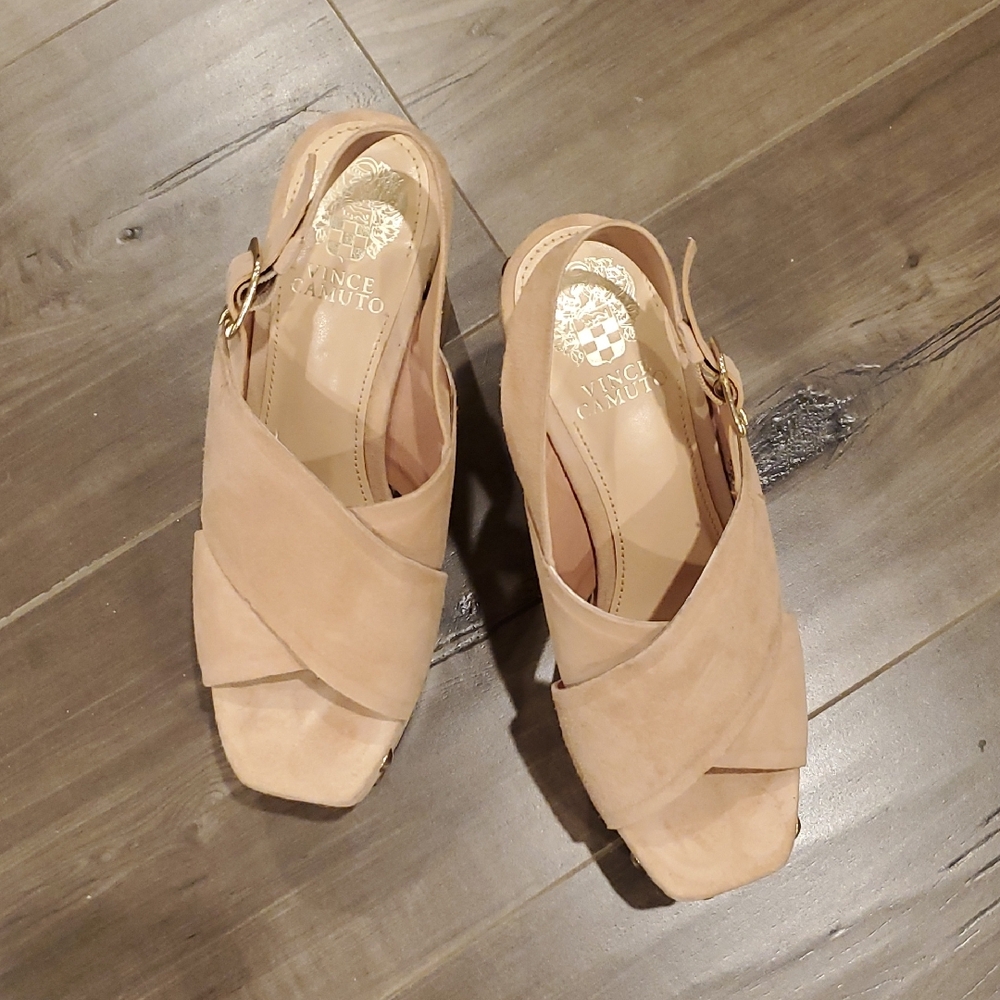 Vince Camuto Tan Slingback Sandals with Block Heel